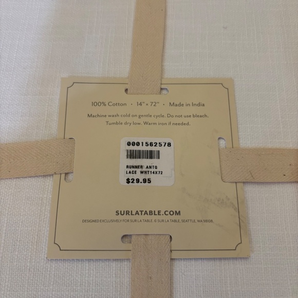 2 Sur la Table antique white 100% cotton classic lace Table Runner 14 x 72 cream - Picture 9 of 9